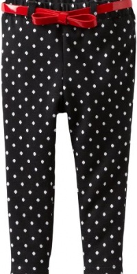 Hartstrings Baby-girls Infant Dot Jacquard Knit Legging Pant and Belt Set, Black Dot, 12 Months