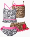 Wet and wild! Bold animal prints on these Flapdoodles two-piece swimsuits keep her style as fun as she is. (Clearance)