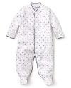 Treat your little guy to this cozy longsleeve onsie, comfy enough for naptime and cute enough for playtime with allover star print and piping along the neckline.