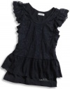 GUESS Kids Girls Little Girl Lace Top with Tank, NAVY (7/8)