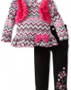 Nannette Baby-Girls Infant 2 Piece Zig Zag Pant Set, Pink, 24 Months