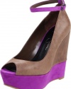 Jessica Simpson Women's Js-Carrack Wedge Sandal,Coffee-Ultra Violet/Summer Haze Kid Suede,7.5 M US