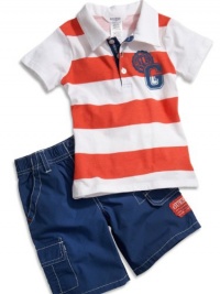 GUESS Kids Boys Baby Boys Striped Polo Shirt Set (12-24, STRIPE (18M)