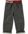 GUESS Kids Boys Toddler Belted Pant with Stitch Detail, DARK GREY (18M)