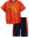 Puma - Kids Boys 2-7 Little Swift Cat Short Set, Orange, 6