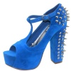 Vintage Francheska-10 Blue Studs Spikes Peep Mary Jane Sandals, Size: 8.5 M US [Apparel]