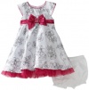 Nannette Baby-girls Infant Shangtung Dress With Floral Print, White, 12 Months