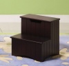 Dark Cherry Finish Wood Bedroom Step Stool With Storage