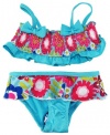 Pink Platinum Baby-Girls 12-24M 2 Pc Blue Spring Garden UV Ptotection Swimwear