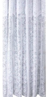 Ricardo Romance Lace White Lace Fabric Shower Curtain With An Attached Valance, 72 X 72 Long