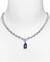 Crislu Platinum Sapphire Drop Necklace, 16