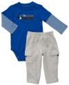 Keep him chill and relaxed while giving a shout-out to one of his favorite girls in this adorable bodysuit and pant set from Carter's.