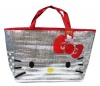 Silver W/Basic Hello Kitty Face Design - Sanrio Hello Kitty Large Aluminum Tote Hand Bag Shoulder Beach Bag