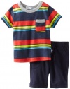 Splendid Littles Baby-Boys Newborn Zuma Stripe Short Set, Barrel, 6-12