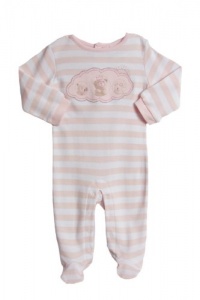 Absorba Newborn Girls (0-9 months) 1 pc pink striped footed layette sleeper set