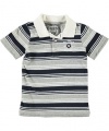 GUESS Kids Boys Striped Placket Polo Shirt (12 - 24m), STRIPE (18M)