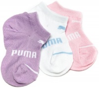 Puma Girls 2-6x 3 Pack Low Rider Socks,Light Pink/Purple/Blue,5-6.5