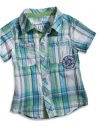 GUESS Kids Boys Baby Boy Plaid Shirt with Back Art (12-2, PLAID (18M)