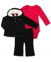 Cozy will be coming her way in this sweet bodysuit, pant and sweater 3-piece set from Carter's.