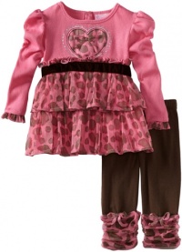 Nannette Baby-girls Infant Leopard Ruffle Legging Set, Fuschia, 24 Months