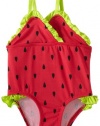 Pink Platinum Baby-Girls Infant Watermelon 1 Piece Swimsuit, Red, 24 Months