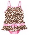 Pink Platinum Baby Swimwear, Baby Girls Animal Print Swimsuit, Pink, Size: 12 months