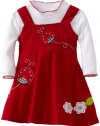 Blueberi Boulevard Baby-girls Newborn Printed Corduroy Jumper With Body Suit, Red, 6-9 Months