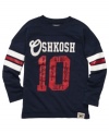 He'll be ready to root for his favorite team when wearing this athletic-inspired tee from Osh Kosh.