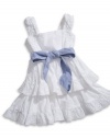 GUESS Kids Girls Baby Eyelet Iconic Dress (12 - 24m), WHITE (18M)