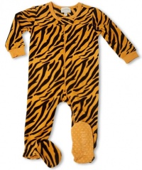 Leveret Footed Black & Gold Tiger Print Fleece Pajama Sleeper (Size 6m-5t)