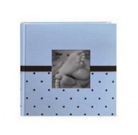 Pioneer Embroidered 200 Pocket Frame Fabric Cover Photo Album, Baby Blue