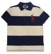 Polo Ralph Lauren Boy's Toddler Big Pony Striped Mesh Polo Shirt (3 / 3T, Cream Multi)