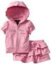 Calvin Klein Baby-Girls Infant Hooed Top With Skort, Pink, 12 Months