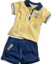 GUESS Kids Boys Polo and Short Set (0-9M), YELLOW (3/6M)