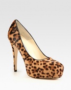 Eternally chic design of leopard-printed pony hair with a sexy heel and platform. Self-covered heel, 5 (125mm)Hidden platform, 1¼ (30mm)Compares to a 3¾ heel (95mm)Pony hair upperLeather lining and solePadded insoleMade in ItalyOUR FIT MODEL RECOMMENDS ordering one half size up as this style runs small. 