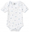 Noa Lily Baby-Boys Newborn Turtle Print Short Sleeve Bodysuit, White, 18 Months