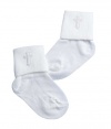 Lauren Madison baby boy Infant Christening Socks With Embroidered Cross Appliques