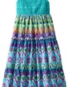 Bloome Girls 7-16 Plus Size Aztec Printed Maxi Dress, Multi/Turquoise , 16.5