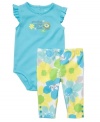 Compliments will spring-up all over when she wears this sweet bodysuit and pant set from Carter's.