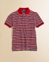 A timelessly preppy short-sleeved polo shirt in lightweight, striped cotton.Shirt collarShort sleevesButton-frontRibbed collar and armbandsUneven vented hemCottonMachine washImported Please note: Number of buttons may vary depending on size ordered. 