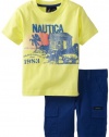 Nautica Boys 2-7 2 Piece Island Short Set, Vitamin C, 3T