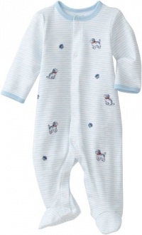 Little Me Baby-Boys Newborn Puppy Schiffli Footie and Hat, Light Blue Stripe, Newborn