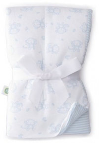 Little Me Baby-Boys Newborn Monkey Puff Blanket, White/Light Blue, One Size