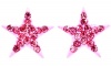 Adorable Small 1/2 Star Shaped Stud Earrings with Sparkly Pink Austrian Crystals