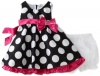 Nannette Baby-girls Infant Shangtung Dress With Dot Print, Black, 24 Months