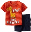 Nannette Baby-boys Infant 2 Piece Giraffe Short Set, Orange, 12 Months