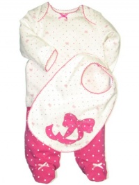 Little Me Baby-Girls Newborn Sweet Bow Lap Shoulder Set, Pink Print, 3 Months