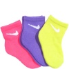 Nike Kids Girls 3 Pack Neon Quarter Cut Socks Assorted, 9-13 Shoe/ 5-6 Sock (Toddler/Kids)