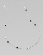 From the Wonderland Collection. A long, elegant sterling silver chain is sprinkled with touches of clear quartz, mother-of-pearl and onyx.Clear quartz, mother-of-pearl, onyx Sterling silver Length, 40 Lobster clasp Imported