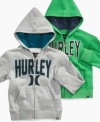 Prep him for playtime in this cool boys hoodie from Hurley with a large logo graphic at the front.